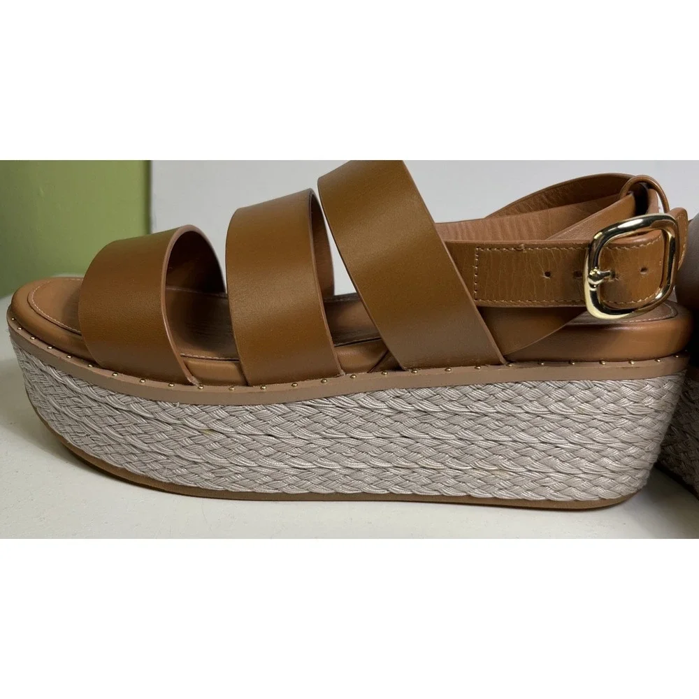 FitFlop Tan Leather PlatFForms Espadrille Wedge Sandals Size 8 Wore Once